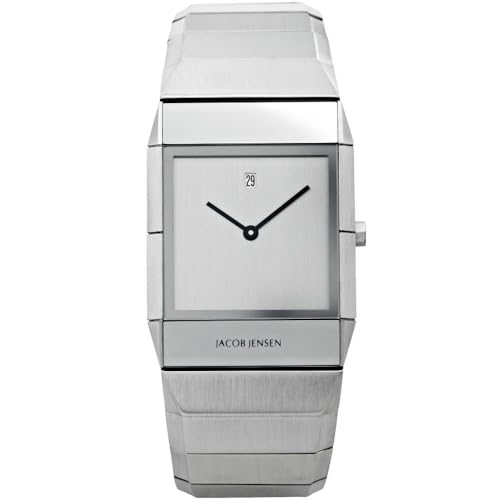 Jacob Jensen Sapphire Series Herren-Quarzuhr mit silbernem Zifferblatt, Analog-Anzeige und silbernem Edelstahlarmband 552, Silber/Silber, Armband von Jacob Jensen