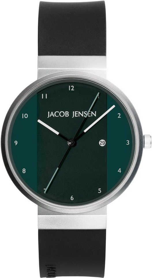 Jacob Jensen Quarzuhr Designuhr Edelstahl Kautschukband NEW LINE ⌀35mm Quarz-Armbanduhren, optische Täuschung vom durchlaufenden Armband von Jacob Jensen