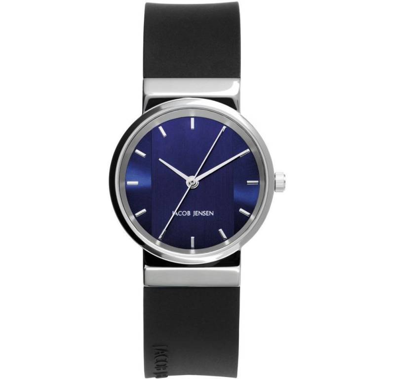 Jacob Jensen Quarzuhr JACOB JENSEN Damen Armbanduhr SHINY SERIES 749 blau D. 29 mm Datum von Jacob Jensen