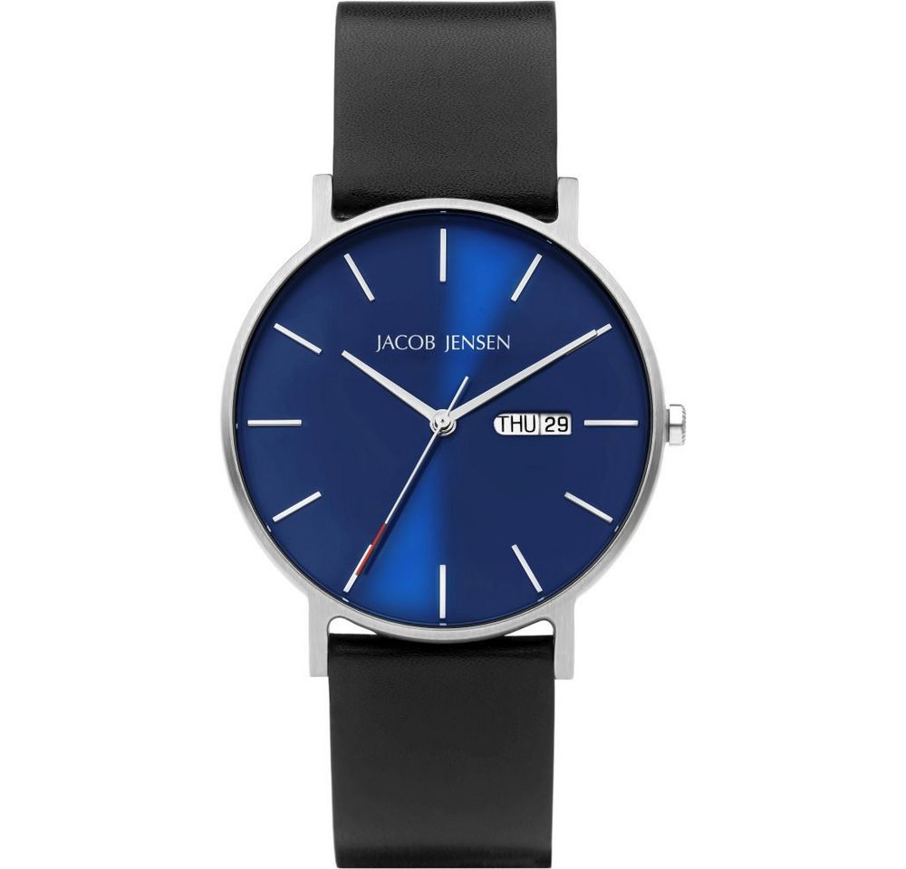Jacob Jensen Titanuhr JACOB JENSEN Herren Armbanduhr TIMELESS NORDIC 161 blau D. 40 mm von Jacob Jensen