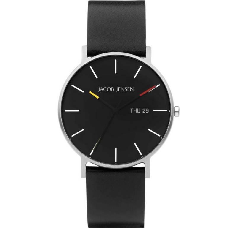 Jacob Jensen Titanuhr JACOB JENSEN Herren Armbanduhr TIMELESS NORDIC 162 schwarz D. 40 mm von Jacob Jensen