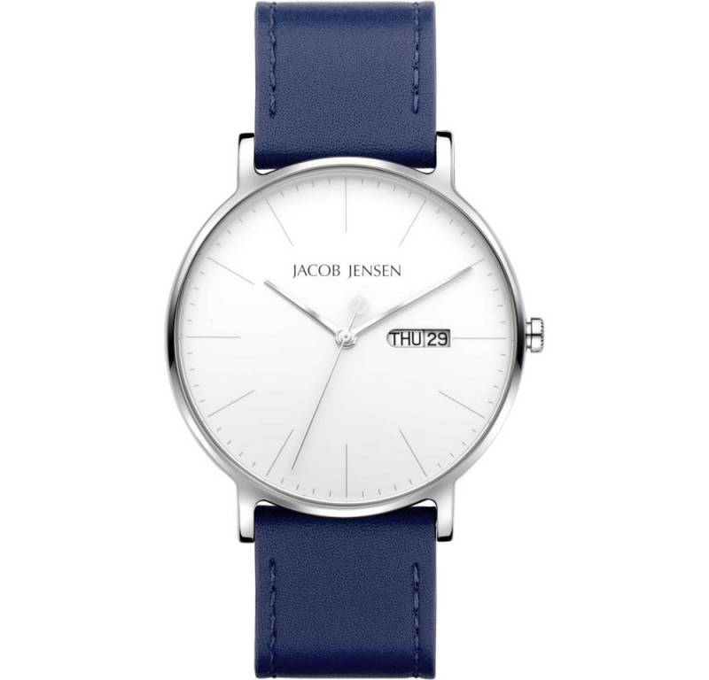 Jacob Jensen Titanuhr JACOB JENSEN Herren Armbanduhr TIMELESS NORDIC 163 weiß D. 40 mm von Jacob Jensen