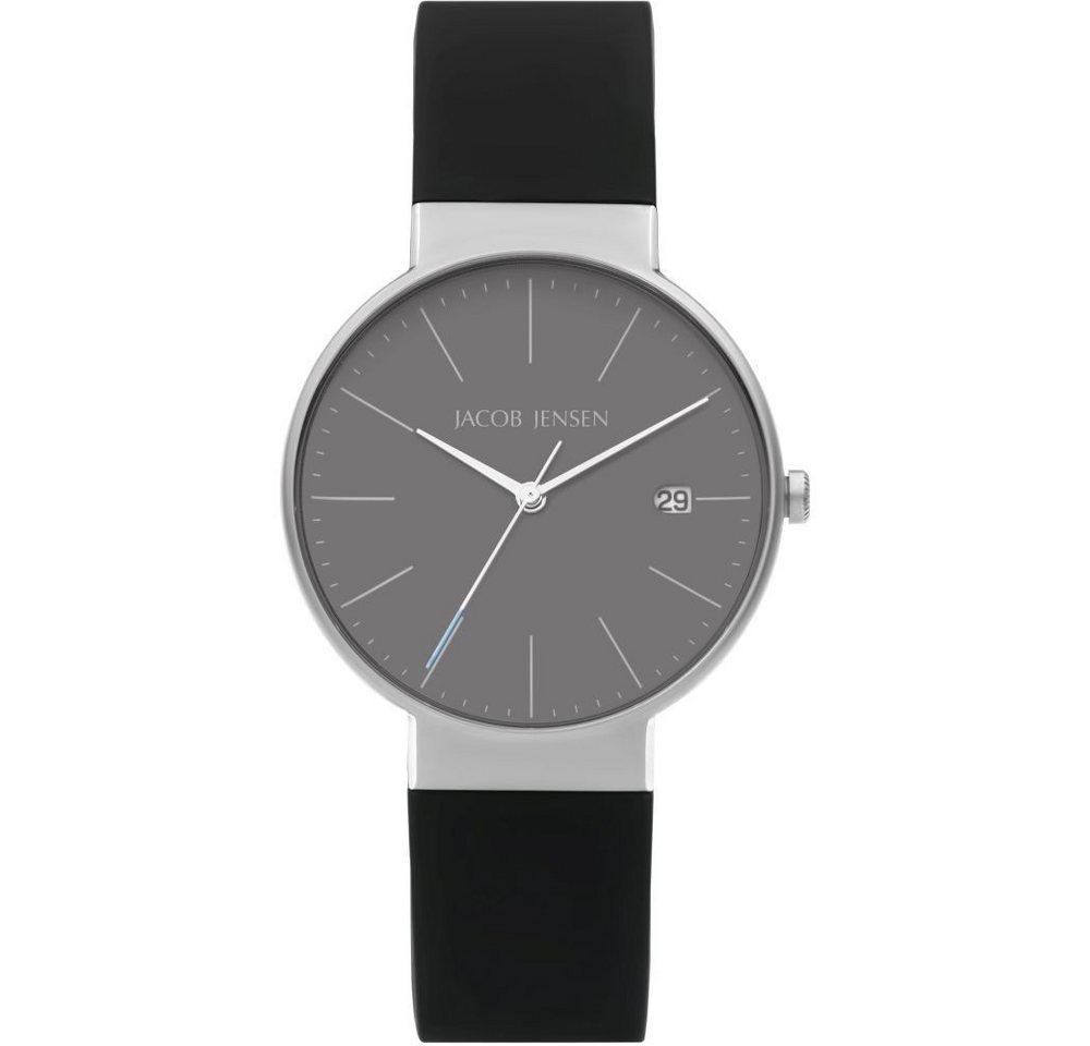 Jacob Jensen Titanuhr JACOB JENSEN Herren Armbanduhr TIMELESS NORDIC 182 grau D. 37 mm von Jacob Jensen