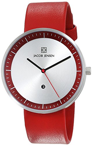 Jacob Jensen Unisex Analog Quarz Uhr mit Leder Armband 32273 von Jacob Jensen