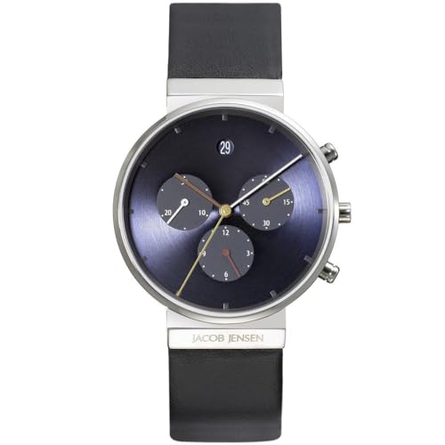 Jacob Jensen Unisex-Armbanduhr Chronograph Series 605 Chronograph Leder schwarz 605 von Jacob Jensen