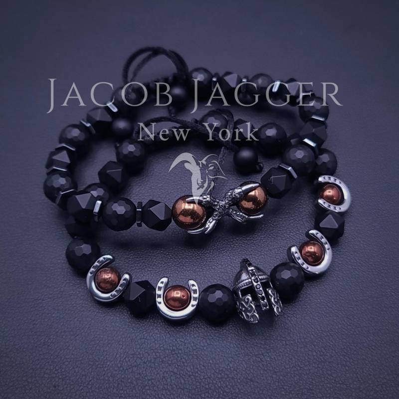 Matte Onyx Drachenklauen & Ritter Krieger Armband Für Männer Edelstahl Anhänger, Größenverstellbar, 8 Mm Perlen Matte Onyx Drachenklauen & Ritter Krieger Armband Für Männer Edelstahl Anhänger, Größenverstellbar, 8 Mm Perlen von JacobJaggerNY
