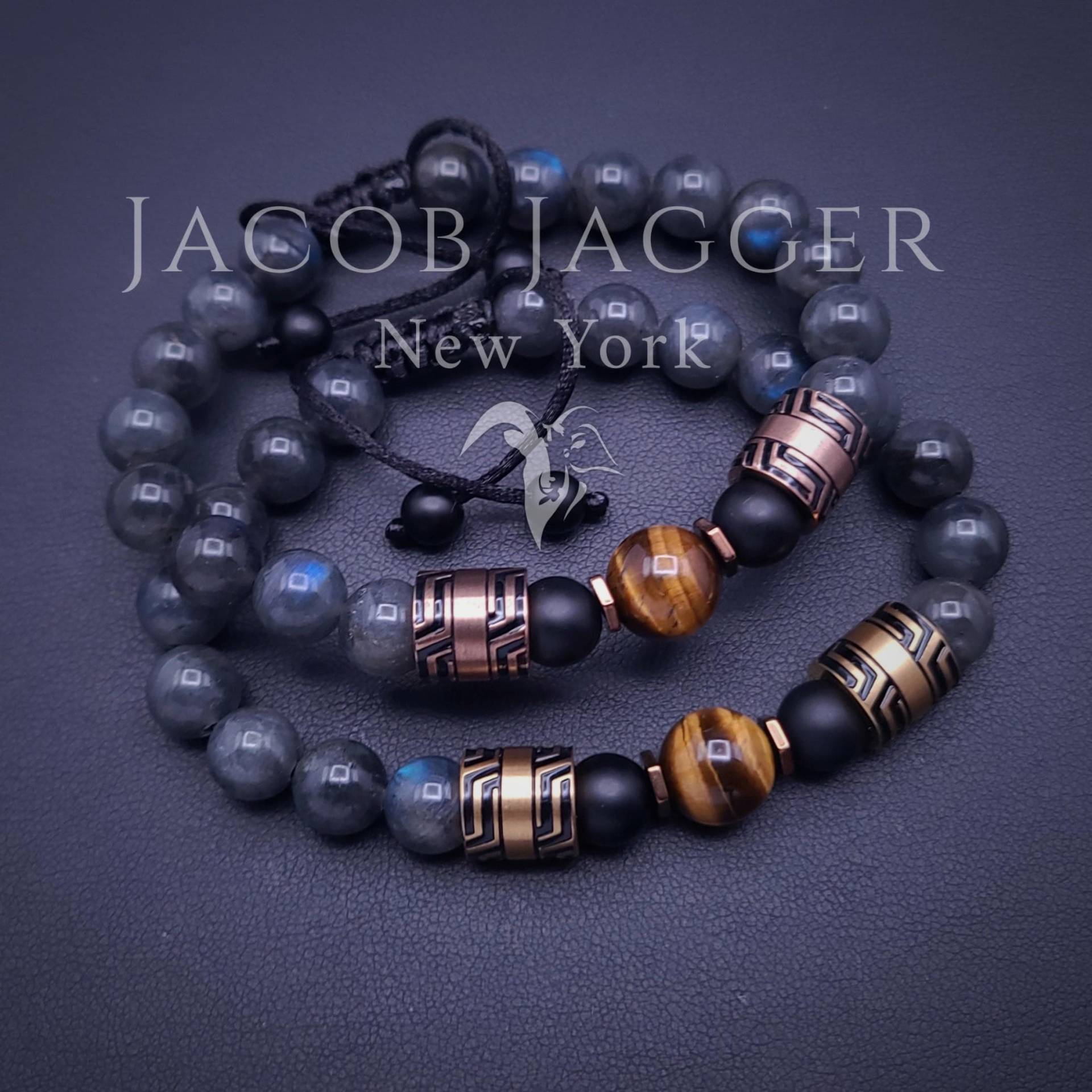 Tigerauge & Blue Flash Grey Labradorit Perlen Armband 8 Mm Edelstein Perlen, Gold Oder Rosegold Edelstahl Anhänger, Größenverstellbar Tigerauge & Blue Flash Grey Labradorit Perlen Armband 8 Mm Edelstein Perlen, Gold Oder Rosegold Edelstahl Anhänger, Größenverstellbar von JacobJaggerNY