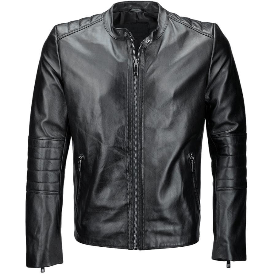 Western Herren Schwarze Leder Bikerjacke von JacobsLondonOfficial