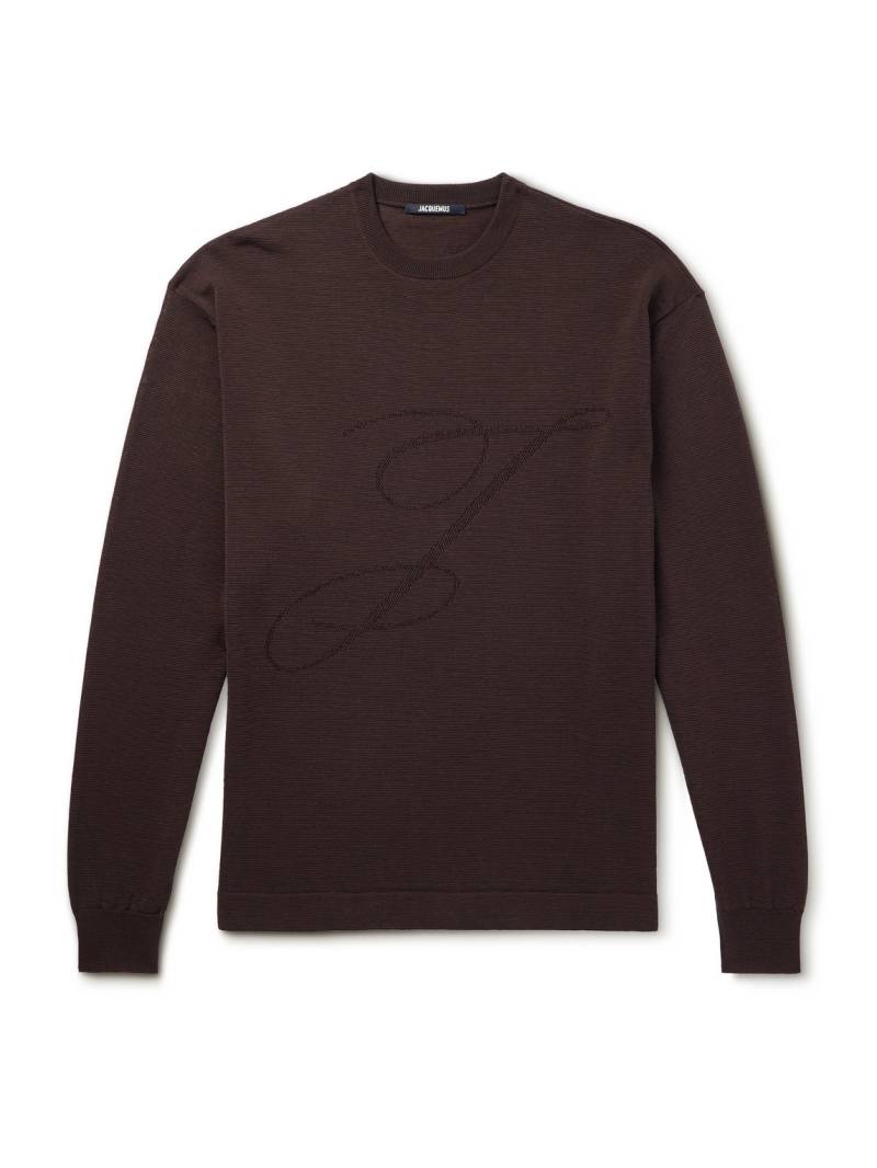 Jacquemus - Jacquard-Knit Cotton, Linen and Silk-Blend Sweater - Men - Brown - XXL von Jacquemus