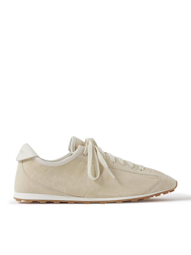 Jacquemus - The Tennis Leather-Trimmed Croc-Effect Suede Sneakers - Men - Neutrals - EU 43 von Jacquemus