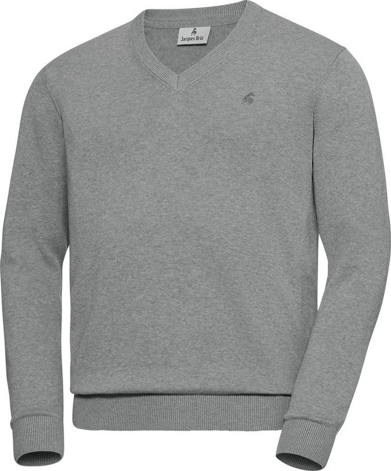 Jacques Britt V-Ausschnitt-Pullover Besonders angenehmes Tragegefühl dank 100% Baumwolle von Jacques Britt