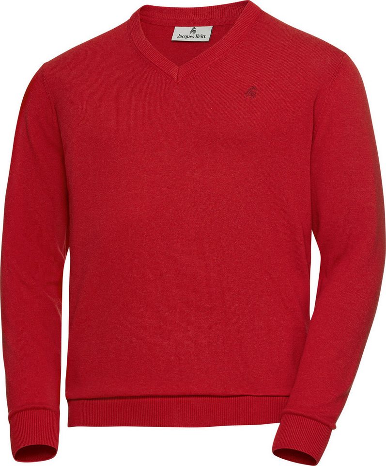 Jacques Britt V-Ausschnitt-Pullover Besonders angenehmes Tragegefühl dank 100% Baumwolle von Jacques Britt