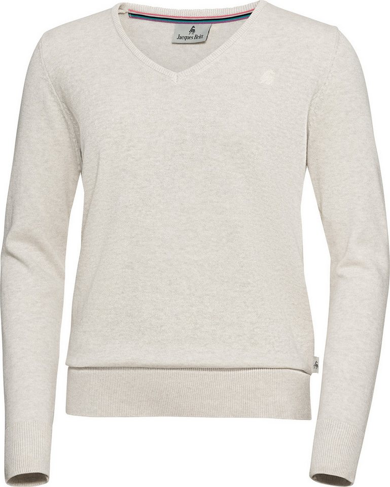 Jacques Britt V-Ausschnitt-Pullover Hautsympathisch und formstabil dank 100% Baumwolle von Jacques Britt