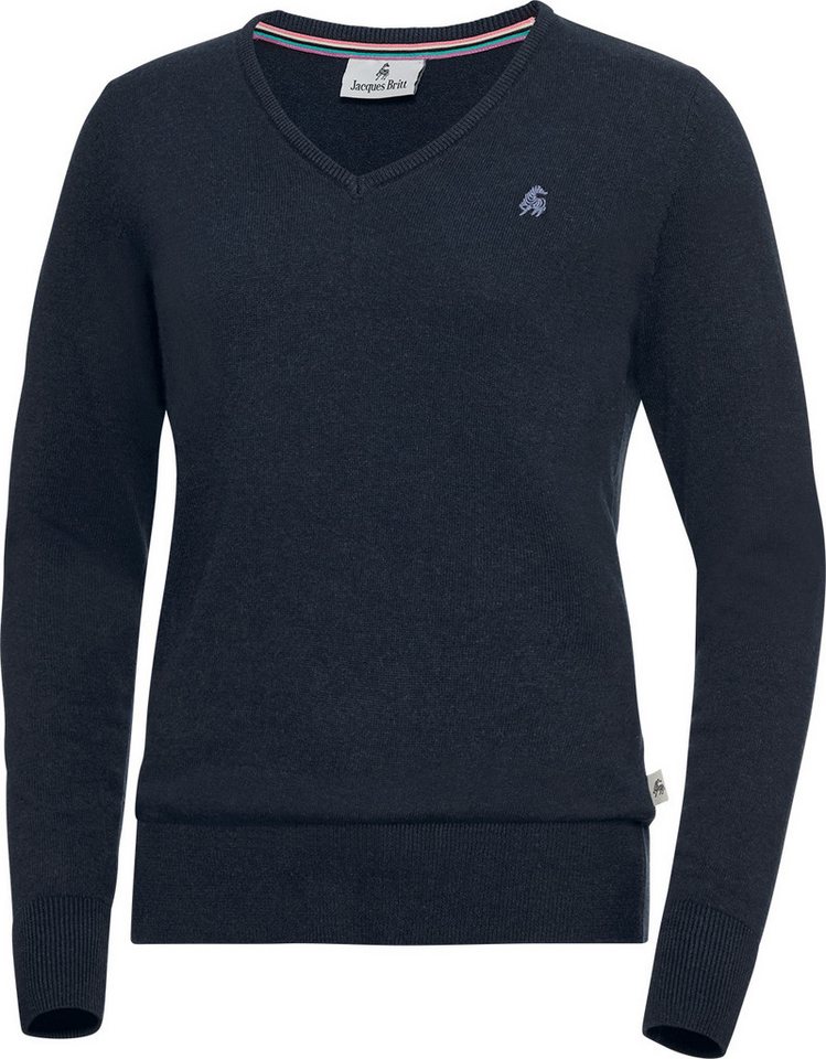 Jacques Britt V-Ausschnitt-Pullover Hautsympathisch und formstabil dank 100% Baumwolle von Jacques Britt