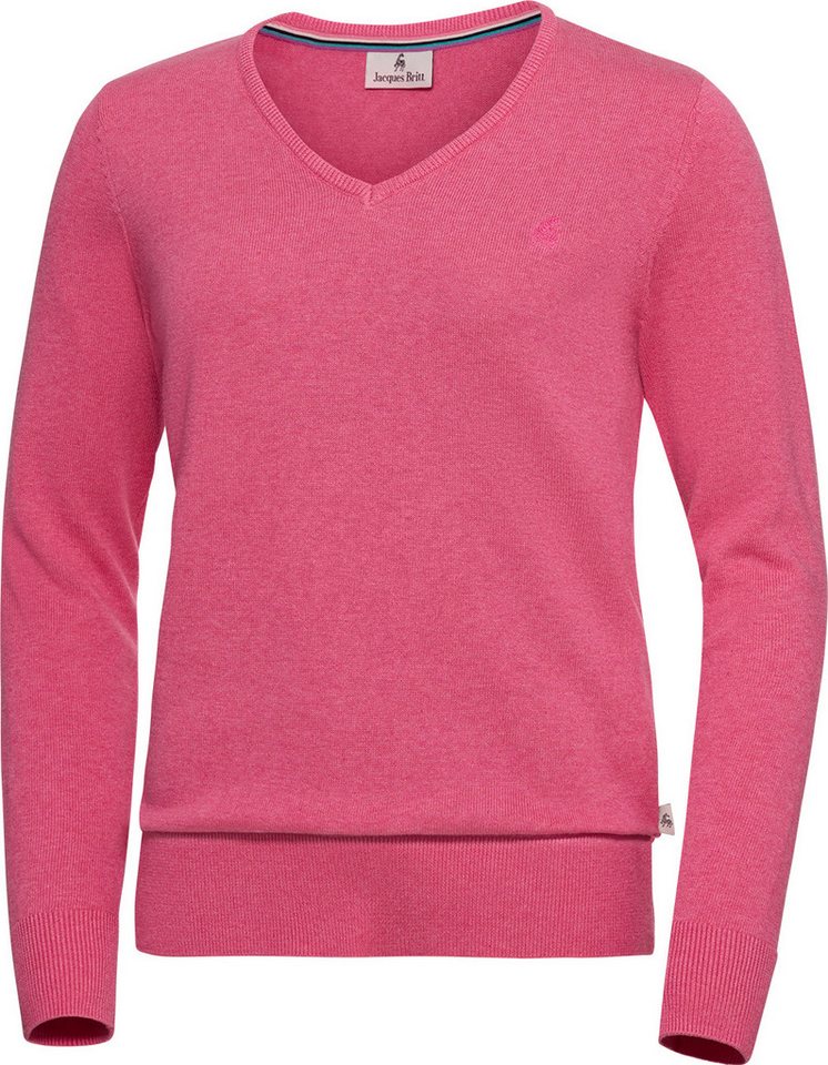 Jacques Britt V-Ausschnitt-Pullover Hautsympathisch und formstabil dank 100% Baumwolle von Jacques Britt