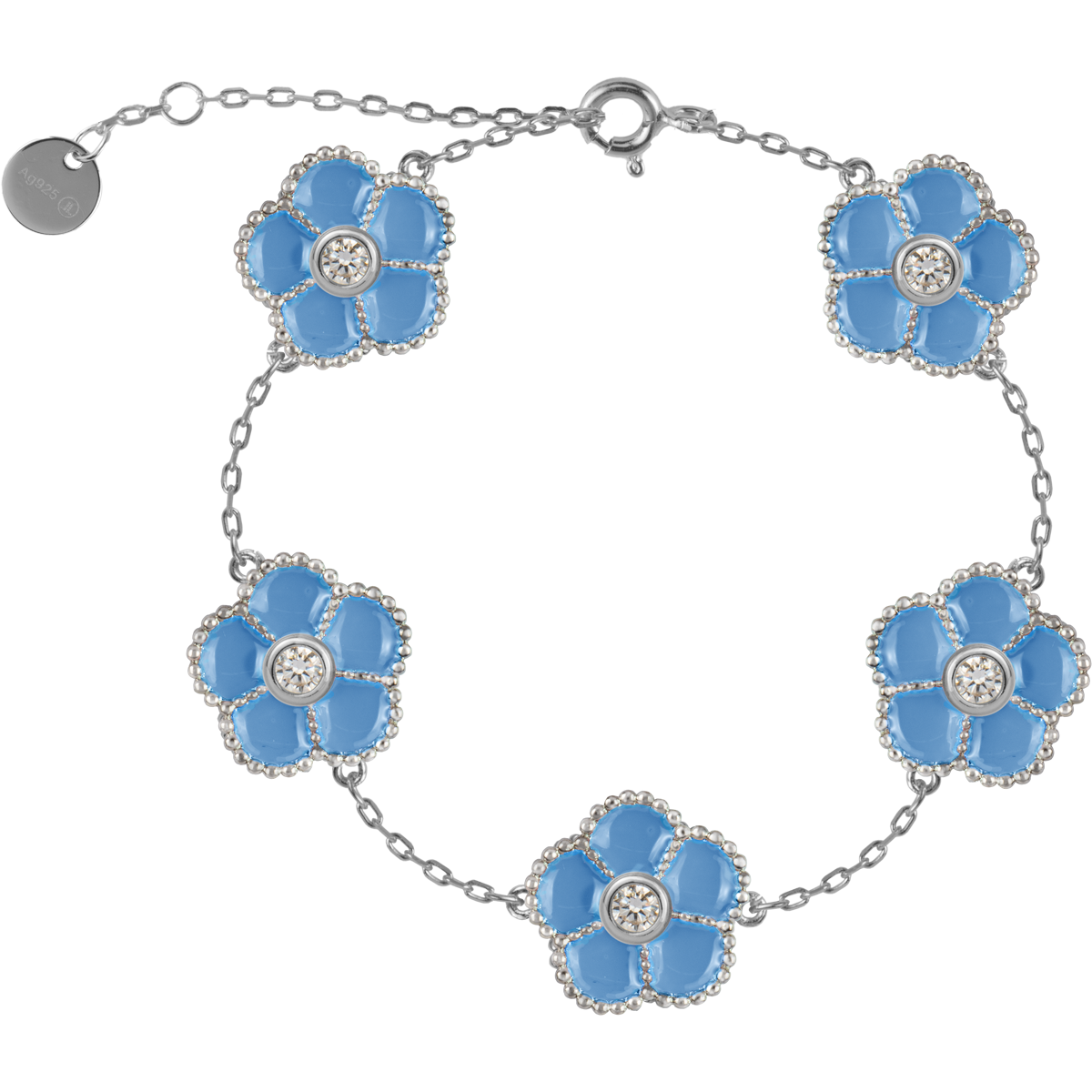 Armband "Blumen" Sterlingsilber mit Emaille/Topase von Jacques Lemans