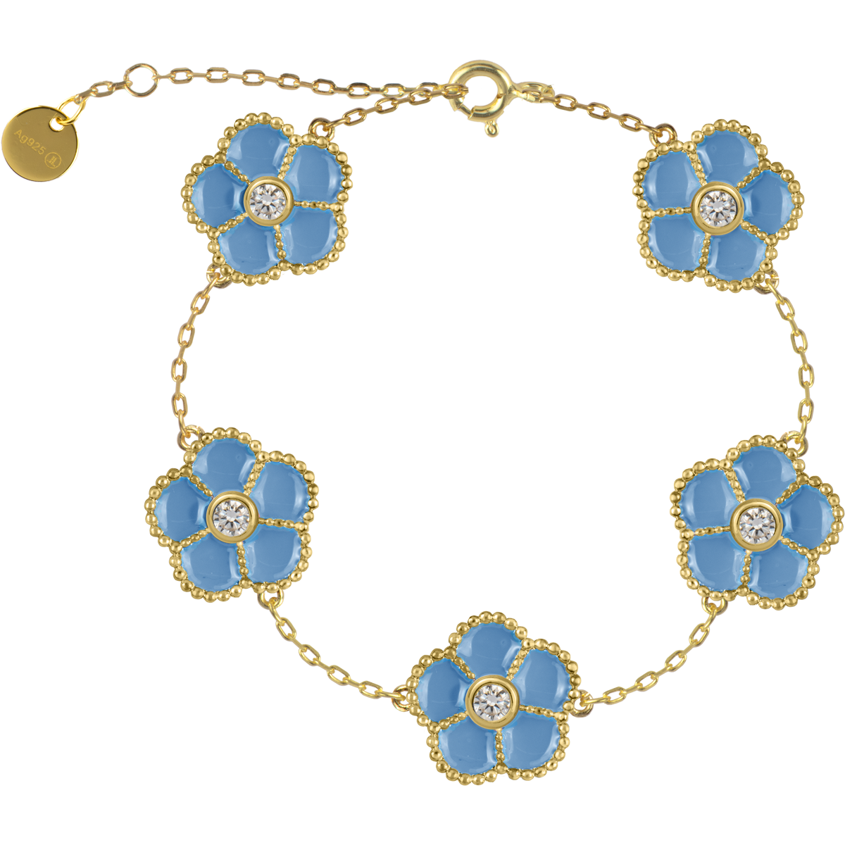 Armband "Blumen" Sterlingsilber vergoldet mit Emaille/Topase von Jacques Lemans
