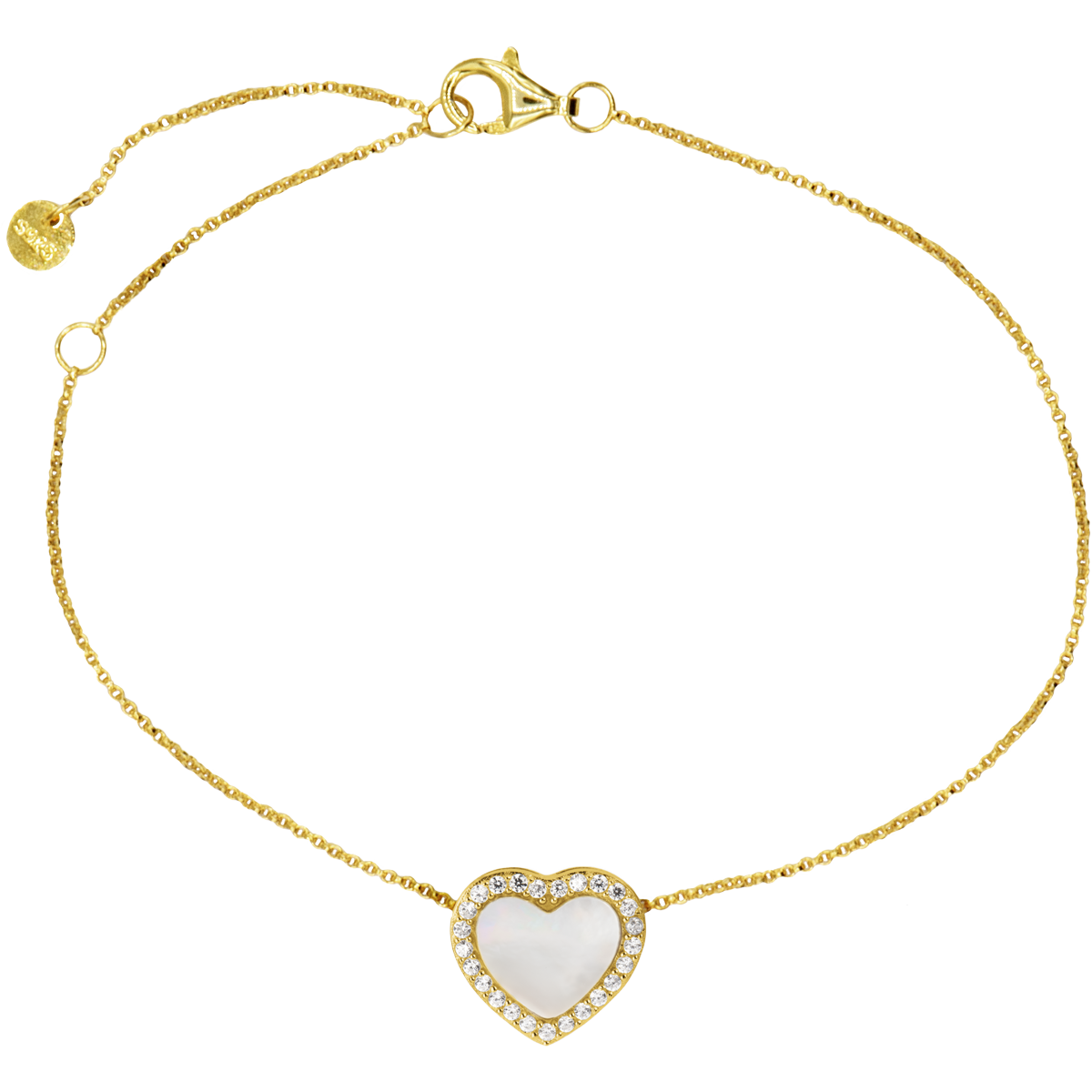 Armband Herz Sterlingsilber vergoldet mit Perlmutt/Topasen Armband Herz Sterlingsilber vergoldet mit Perlmutt/Topasen von Jacques Lemans