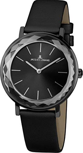 JACQUES LEMANS Damen-Uhren Analog Quarz One Size Schwarz 32016503 von JACQUES LEMANS