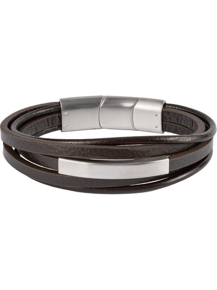 Jacques Lemans Armband Jacques Lemans Herren-Armband Leder, Edelstahl, Herrenschmuck von Jacques Lemans