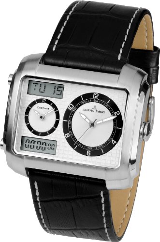 JACQUES LEMANS Herrenuhr Madrid Lederarmband massiv Edelstahl 1-1708B von JACQUES LEMANS