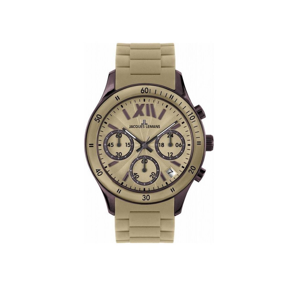Jacques Lemans Chronograph Armbanduhr Chronograph Edelstahl Silikon Braun Datum 1-1586S von Jacques Lemans
