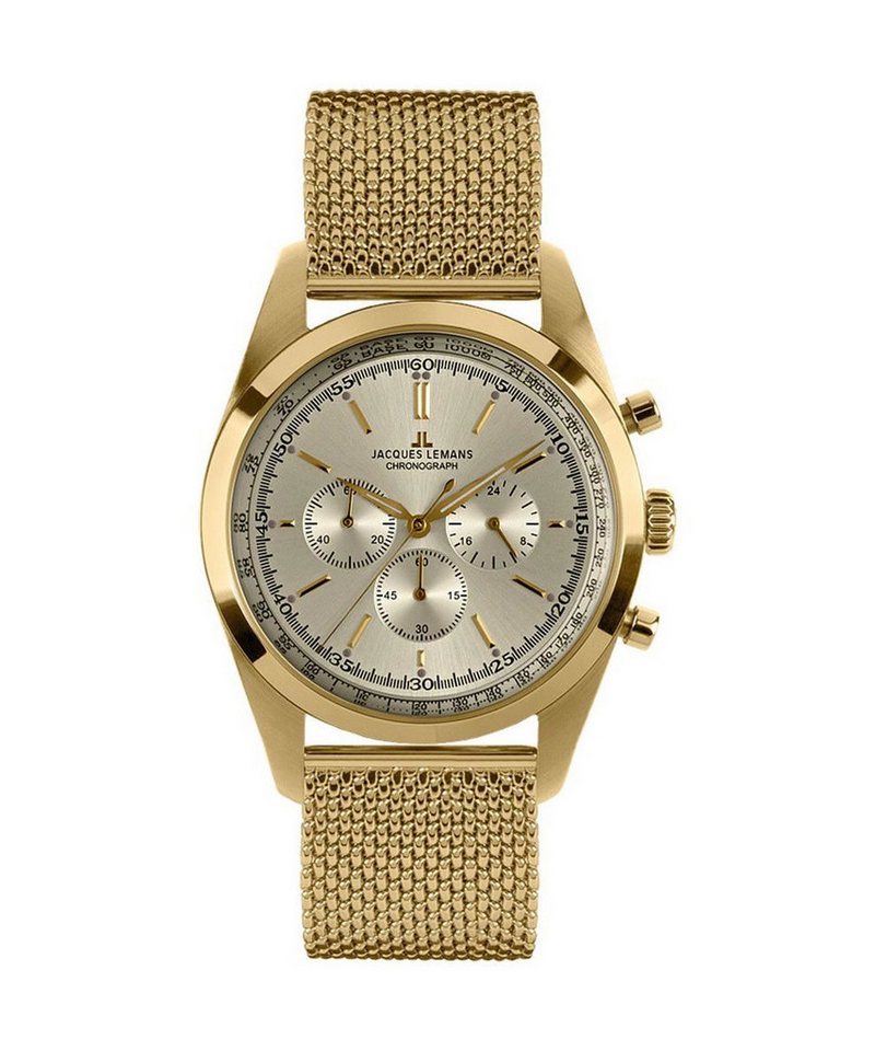 Jacques Lemans Chronograph Herrenuhr Uhr Quarzuhr Edelstahl Gold Silber N-1560C von Jacques Lemans