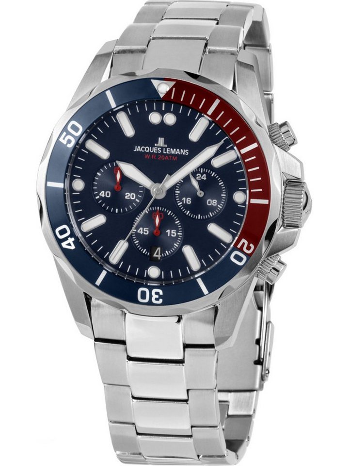 Jacques Lemans Chronograph Jacques Lemans Herren-Uhren Analog Quarz, Klassikuhr von Jacques Lemans