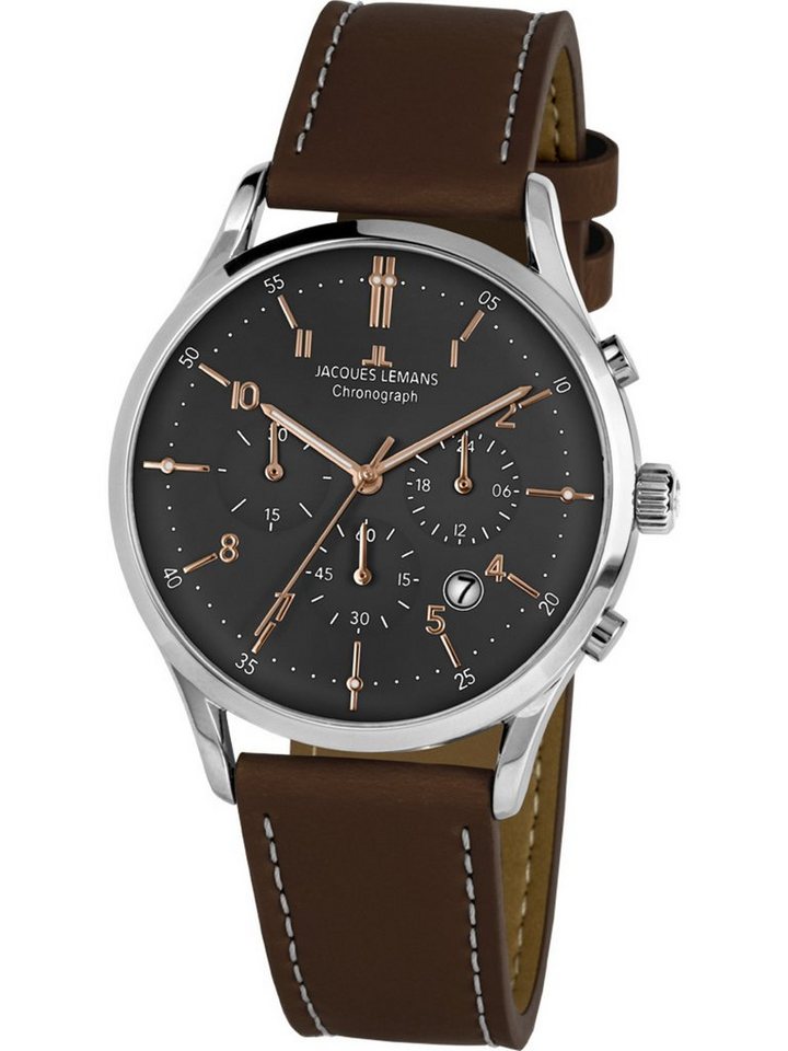 Jacques Lemans Chronograph Jacques Lemans Herren-Uhren Analog Quarz, Klassikuhr von Jacques Lemans