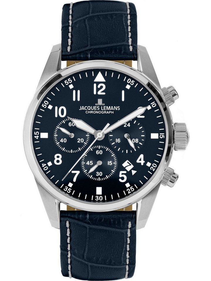 Jacques Lemans Chronograph Jacques Lemans Herren-Uhren Analog Quarz, Klassikuhr von Jacques Lemans