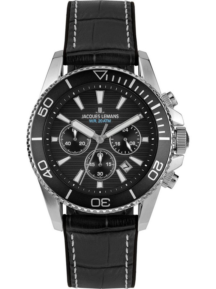 Jacques Lemans Chronograph Jacques Lemans Herren-Uhren Analog Quarz, Sportuhr von Jacques Lemans