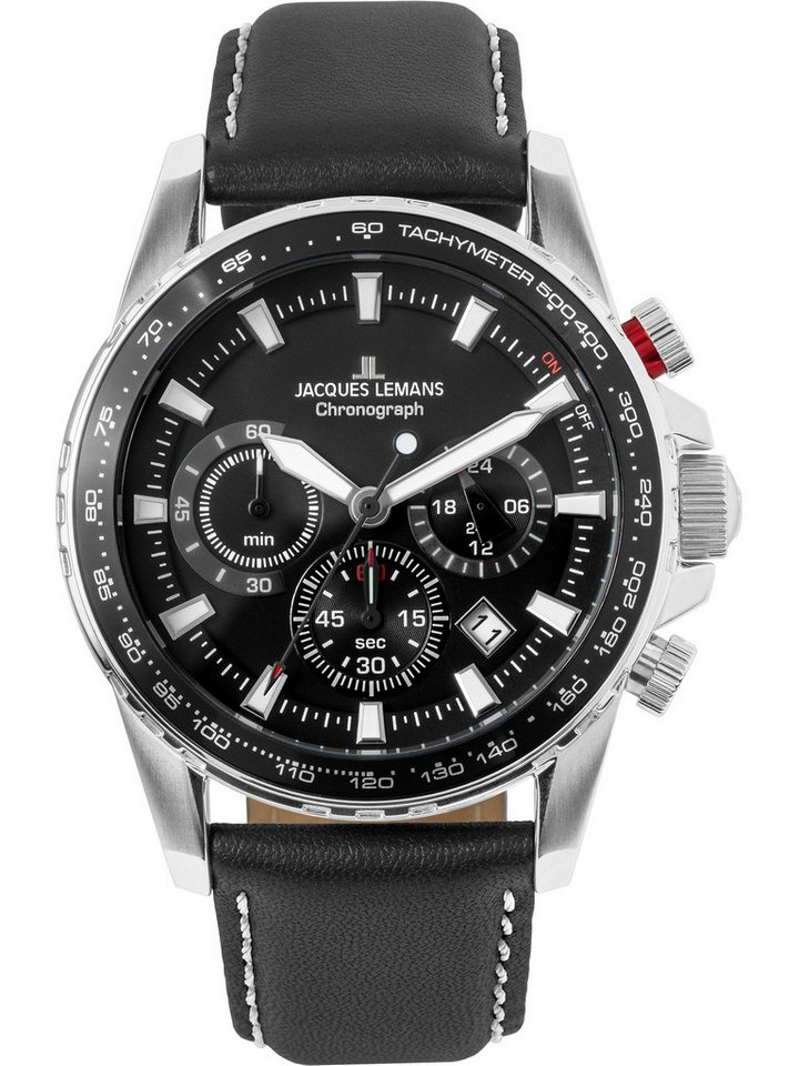 Jacques Lemans Chronograph Jacques Lemans Herren-Uhren Analog Quarz, Sportuhr von Jacques Lemans