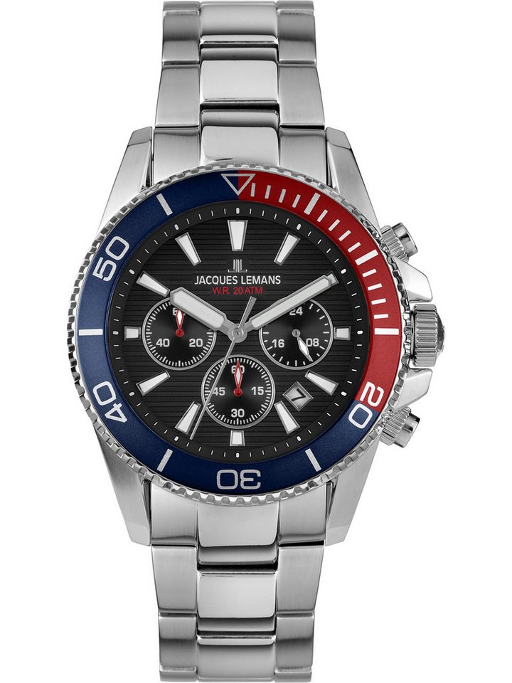 Jacques Lemans Chronograph Jacques Lemans Herren-Uhren Analog Quarz, Sportuhr von Jacques Lemans