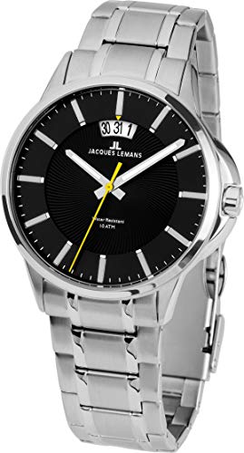 JACQUES LEMANS Herrenuhr Sydney Metallband massiv Edelstahl 1-1540D von JACQUES LEMANS