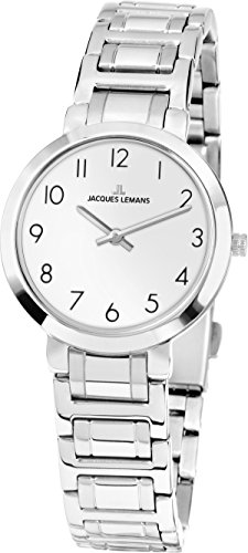 JACQUES LEMANS Damenuhr Milano Metallband massiv Edelstahl 1-1932A von JACQUES LEMANS