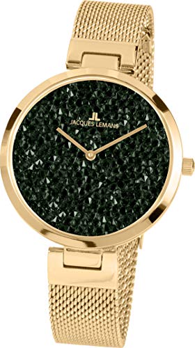 JACQUES LEMANS Damenuhr Milano Edelstahlband massiv Edelstahl ip-Gold 1-2035L von JACQUES LEMANS