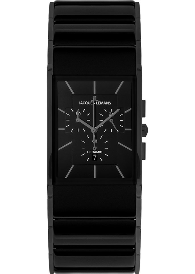 Jacques Lemans Keramikuhr Herrenuhr Dublin I Chronograph I Edelstahl/High-Tech-Ceramic von Jacques Lemans