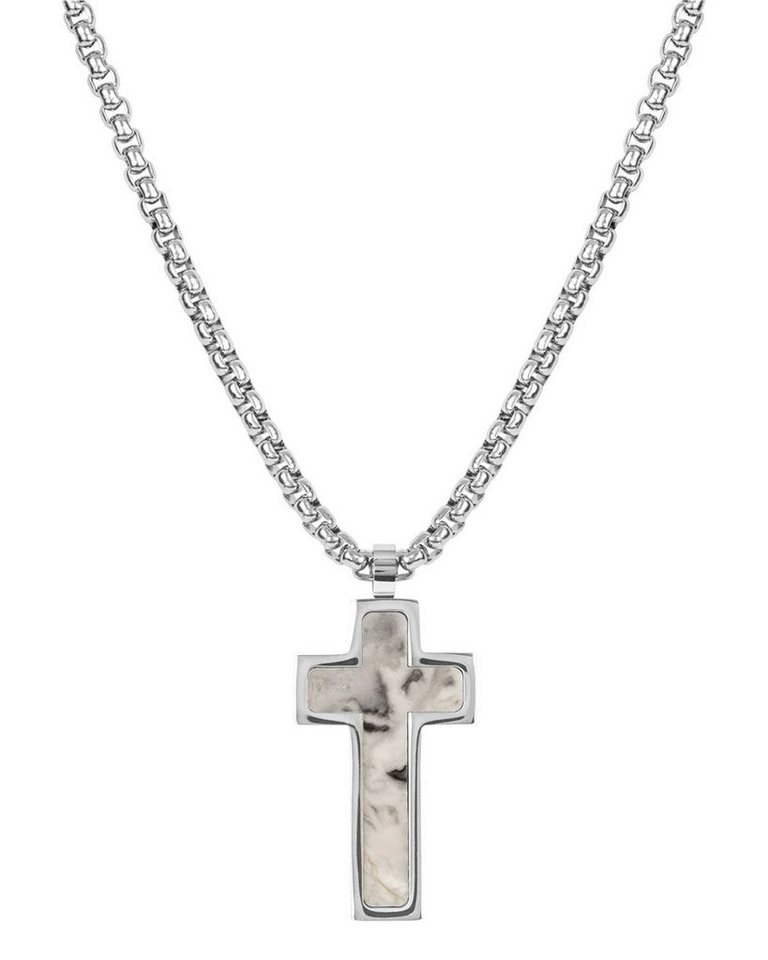 Jacques Lemans Kette mit Anhänger mit Kreuz-Anhänger Edelstahl Marmor von Jacques Lemans