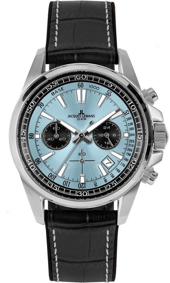 Jacques Lemans Quarzuhr Chronograph Liverpool Schwarz/Hellblau von Jacques Lemans