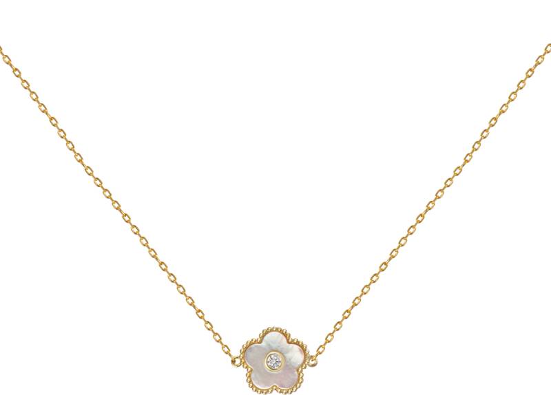 Kette Blume Sterlingsilber vergoldet mit Perlmutt/Topas von Jacques Lemans