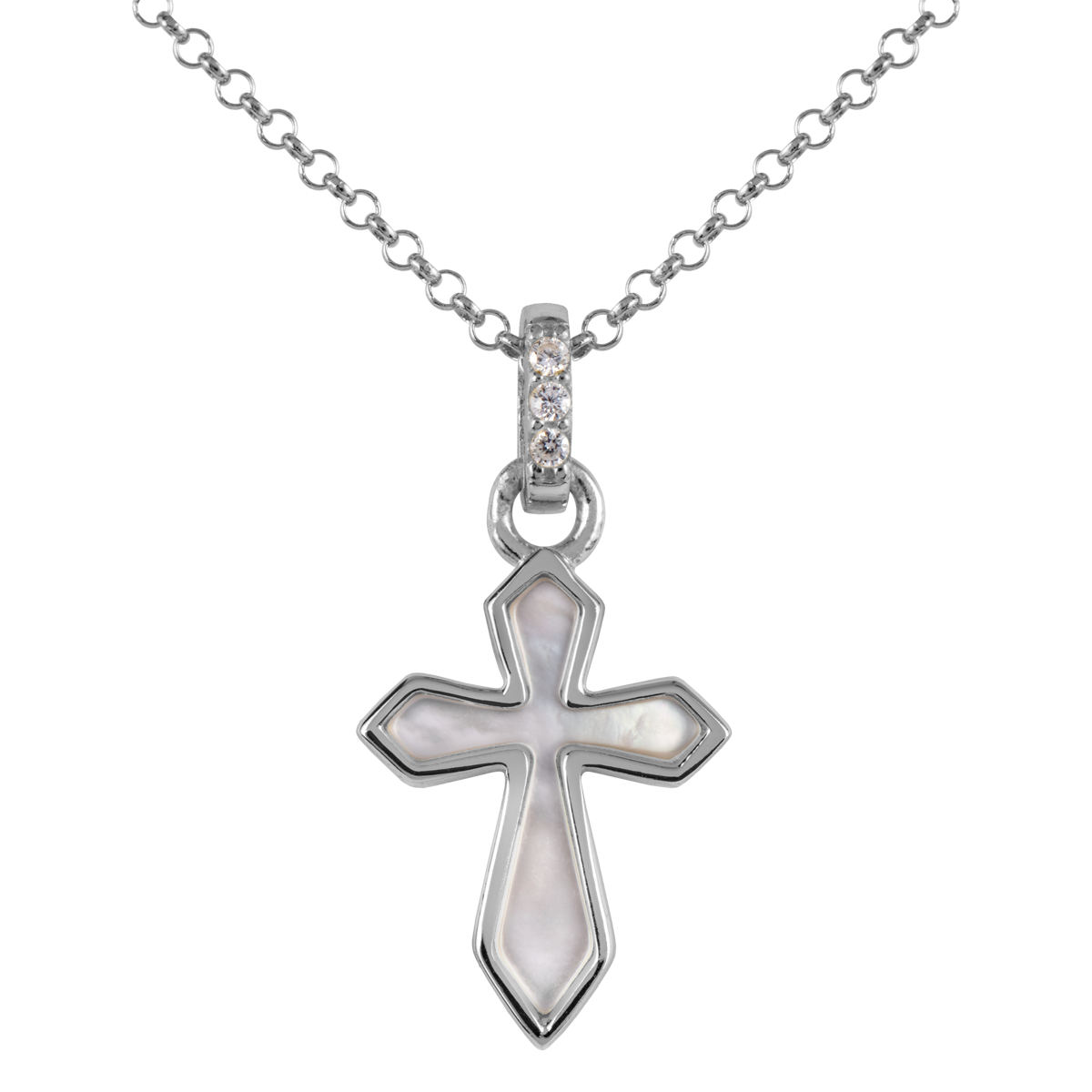 Kette "Kreuz" Sterlingsilber mit Perlmutt/Topase von Jacques Lemans