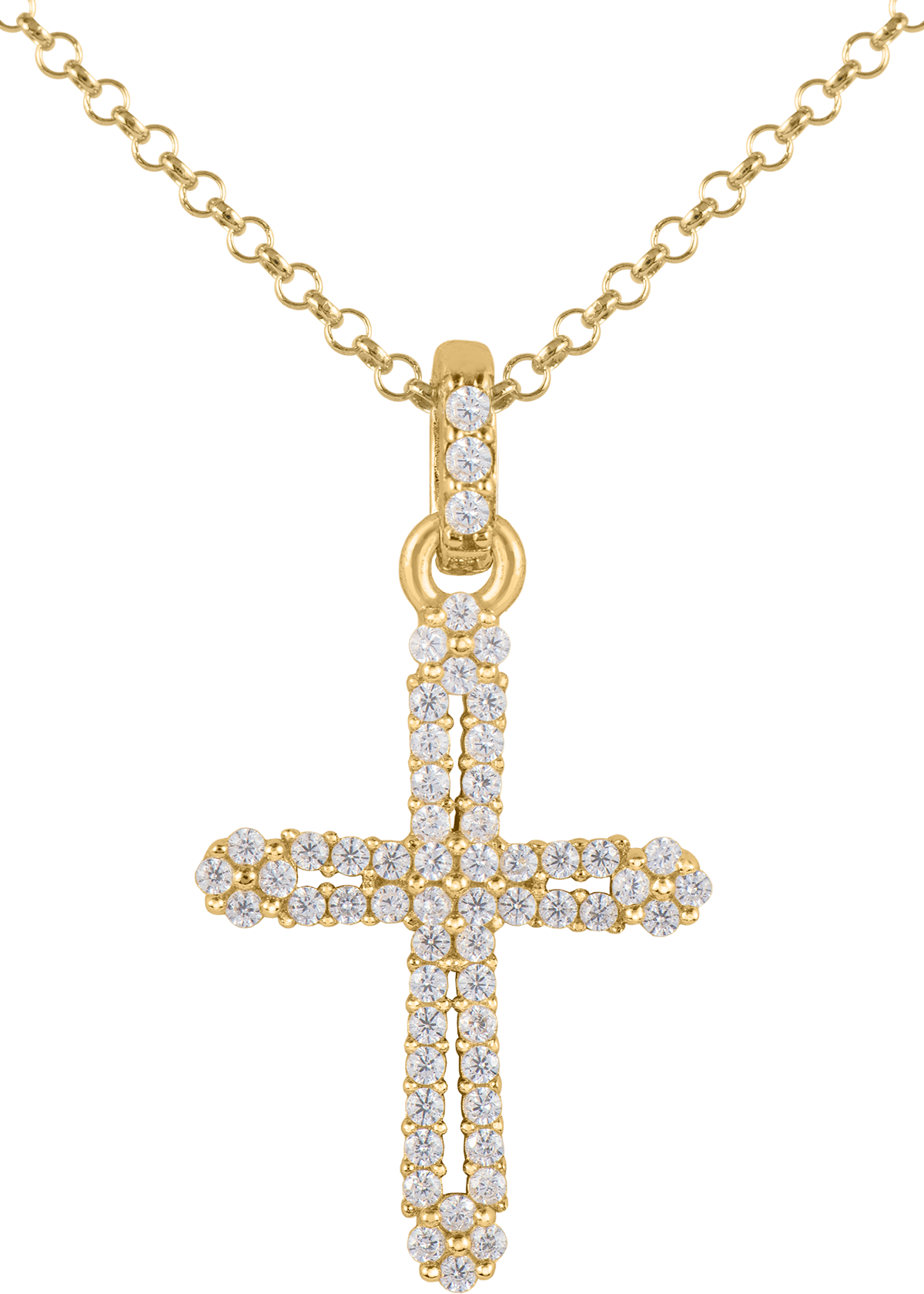 Kette "Kreuz" Sterlingsilber vergoldet mit Topasen von Jacques Lemans