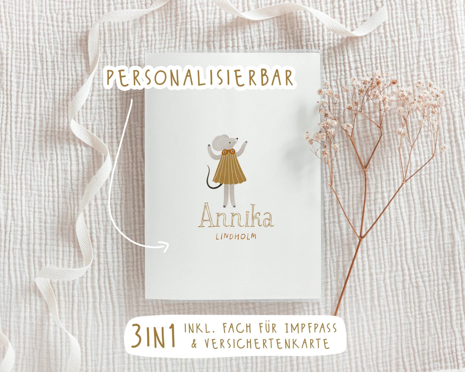 U-Heft Hülle - Maus Mädchen // Personalisierbar Impfpass & Versichertenkarte von JacquiDesignsShop