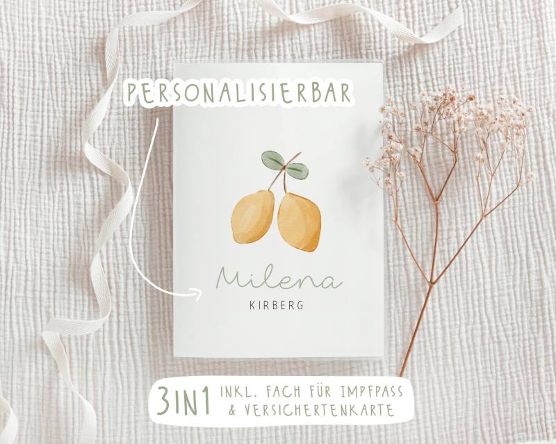 U-Heft Hülle - Zitrone // Personalisierbar Impfpass & Versichertenkarte von JacquiDesignsShop