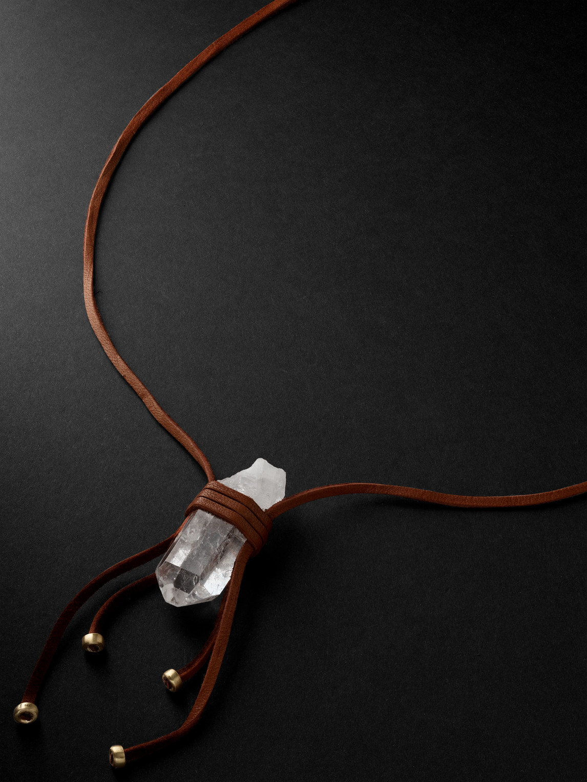 Jacquie Aiche - Gold, Quartz and Textured-Leather Necklace - Men - Brown Jacquie Aiche - Gold, Quartz and Textured-Leather Necklace - Men - Brown von Jacquie Aiche