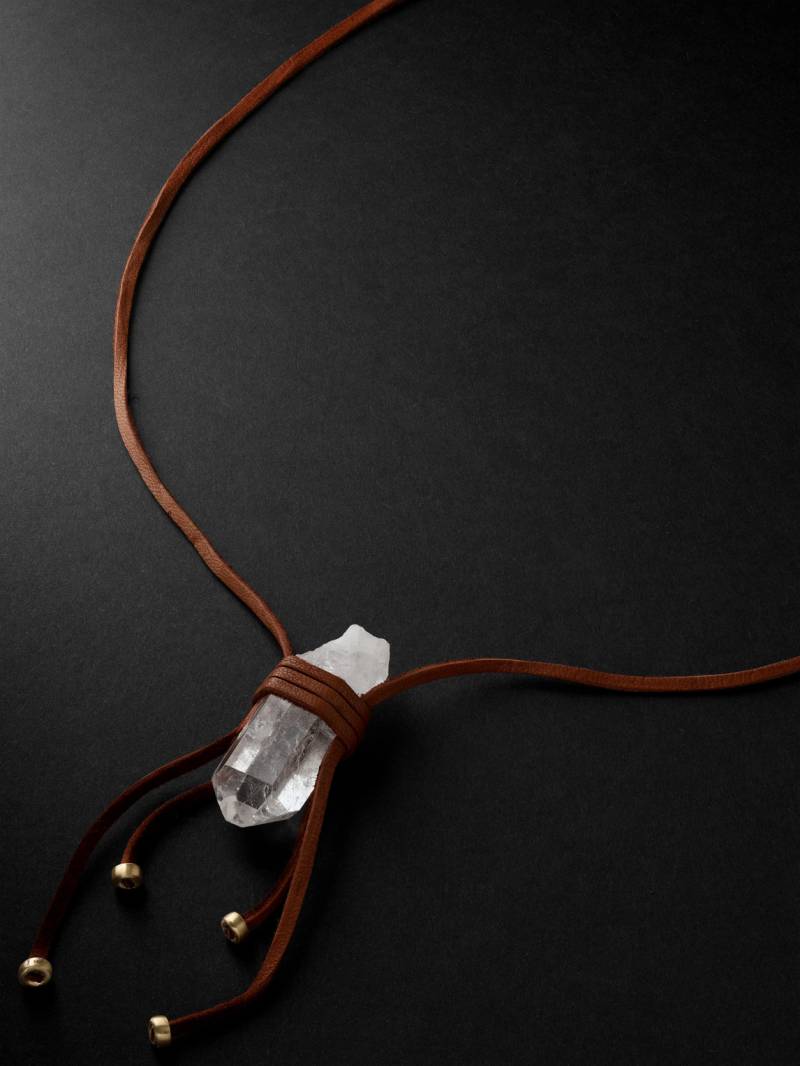 Jacquie Aiche - Gold, Quartz and Textured-Leather Necklace - Men - Brown von Jacquie Aiche