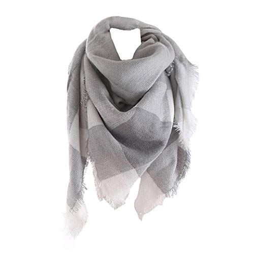 Jacyren Damen Schal Kariert übergroßer Quadratisch Deckenschal Herbstschal Winterschal Karo Tartan Streifen Plaid Muster XXL Oversized Fransen Poncho 40+ Farben Stil XXL Schals (Schal A04) von Jacyren