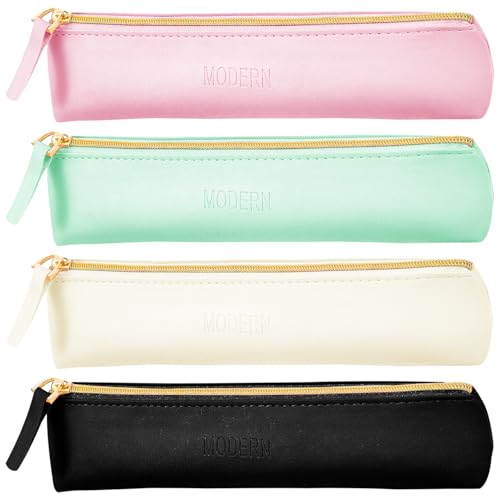 Mini-Kosmetiktasche, Bleistifttasche, für Geldbörse, kleine Ledertasche, kleine Make-up-Tasche mit metallischem Reißverschluss, tragbar, kleiner Kosmetik-Organizer für Damen und Mädchen, 4 Stück, von Jaczora