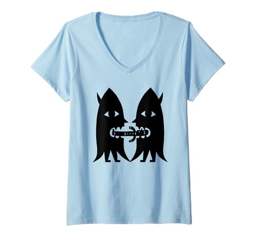 Damen Halloween Moon Monsters Papierschnitt von Jad Fair T-Shirt mit V-Ausschnitt Damen Halloween Moon Monsters Papierschnitt von Jad Fair T-Shirt mit V-Ausschnitt von Jad Fair