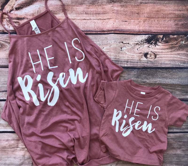 Verkauf Er Ist Auferstanden Passende Ostern Shirts, Christliche Glaube T-Shirts, Grafik T-Shirt, Mama Tochter Verkauf Er Ist Auferstanden Passende Ostern Shirts, Christliche Glaube T-Shirts, Grafik T-Shirt, Mama Tochter von JadeAndLight